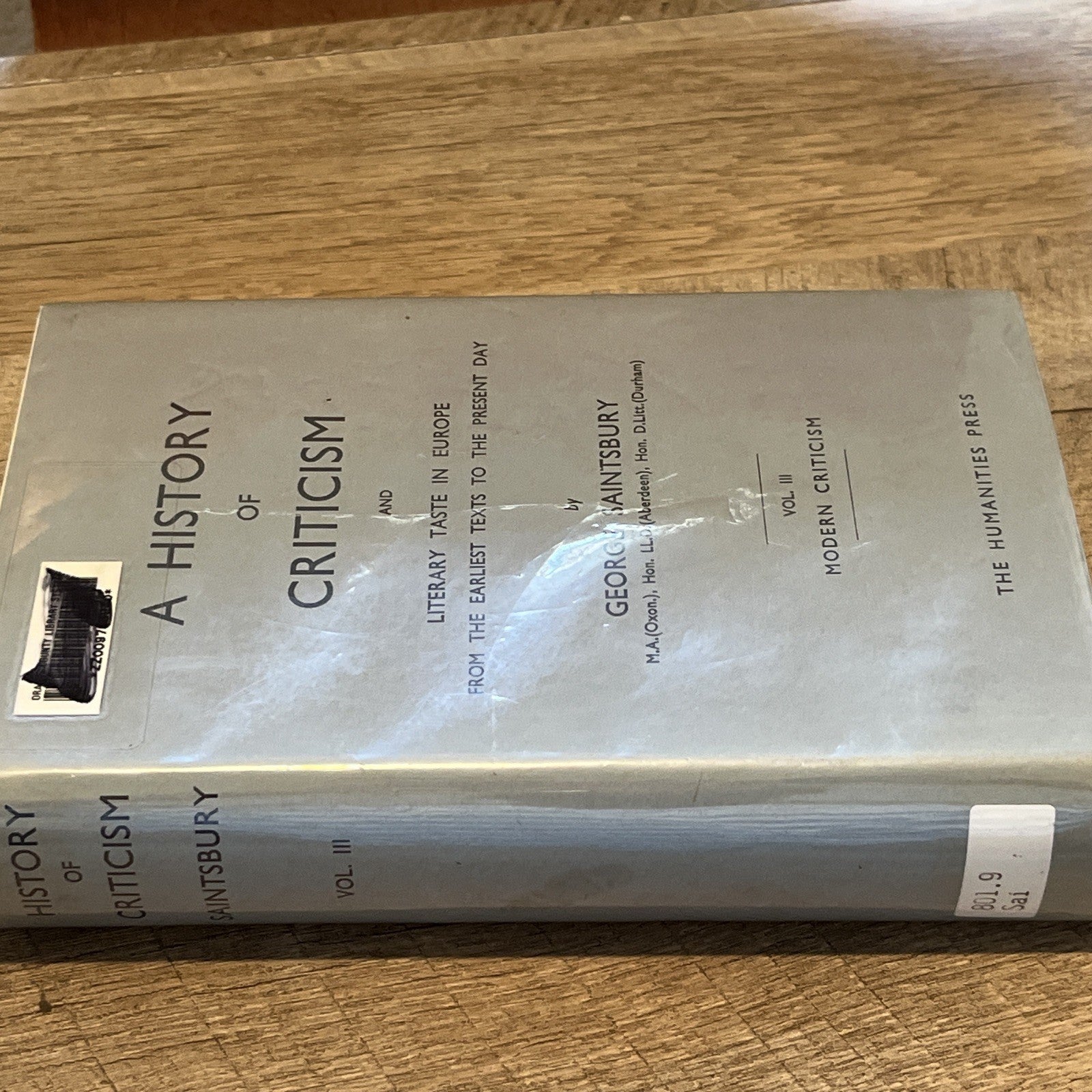 History of Criticism and Literary Taste in Europe Vol 3 by George Saintsbury