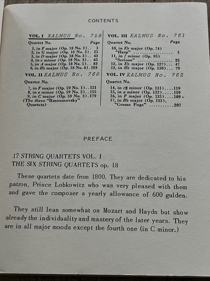 Ludwig van Beethoven: The 17 String Quartets Complete in Four Volumes, Volume I