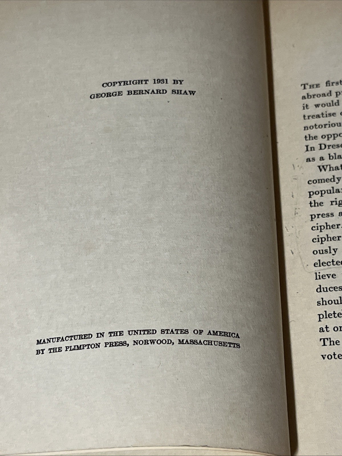 THE APPLE  CART: Bernard Shaw First Edition 1931 London, Drama