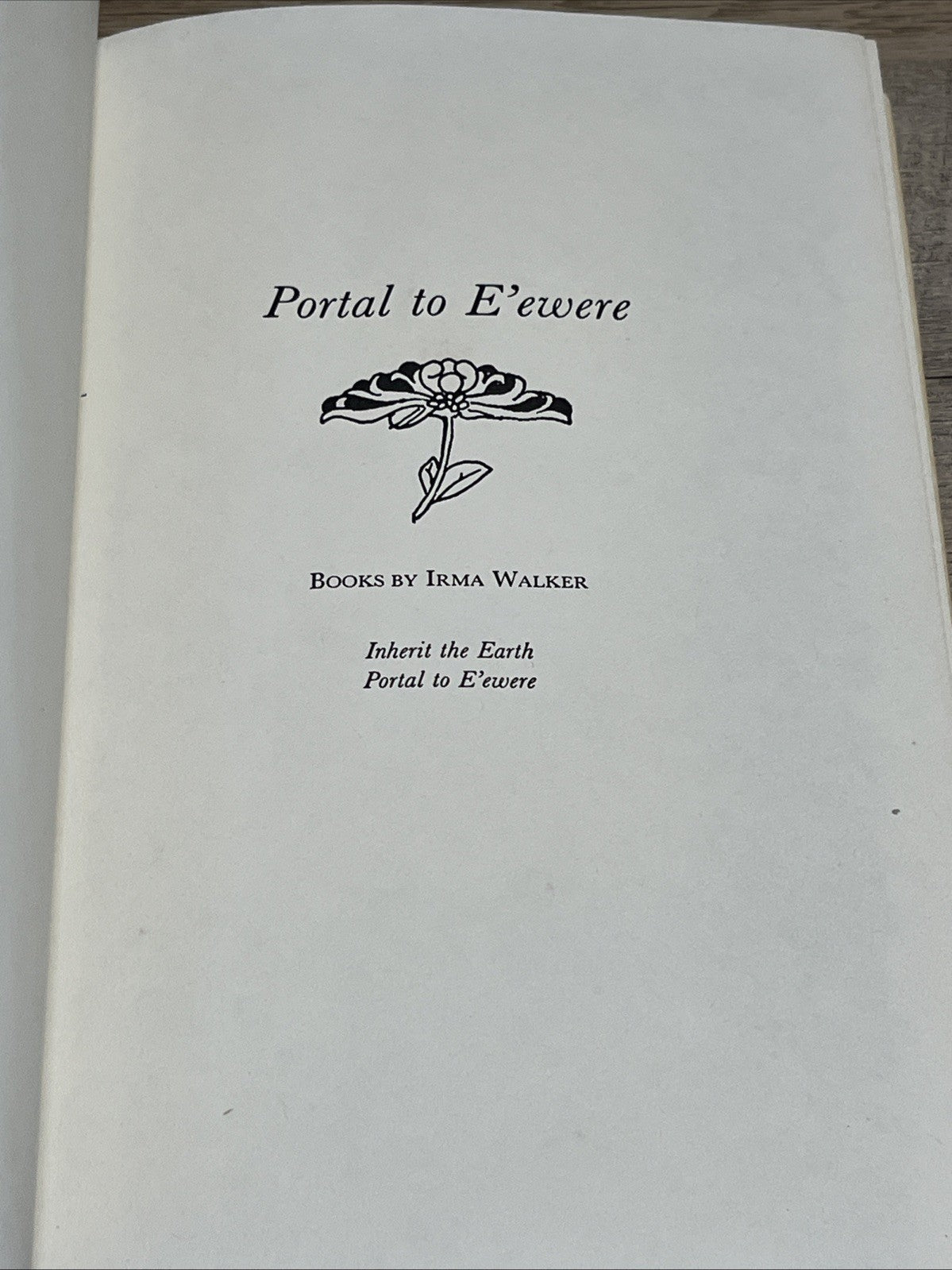 Portal to E'ewere Irma Walker, 1st edition 1983 Vintage Novel