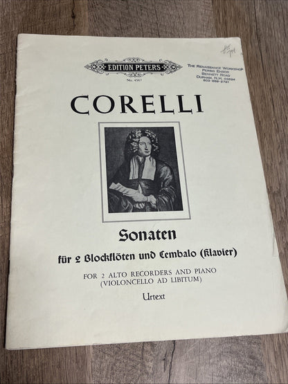 EDITION PETERS CORELLI Sonaten für 2 Blockflöten und Cembalo (klavier) For..