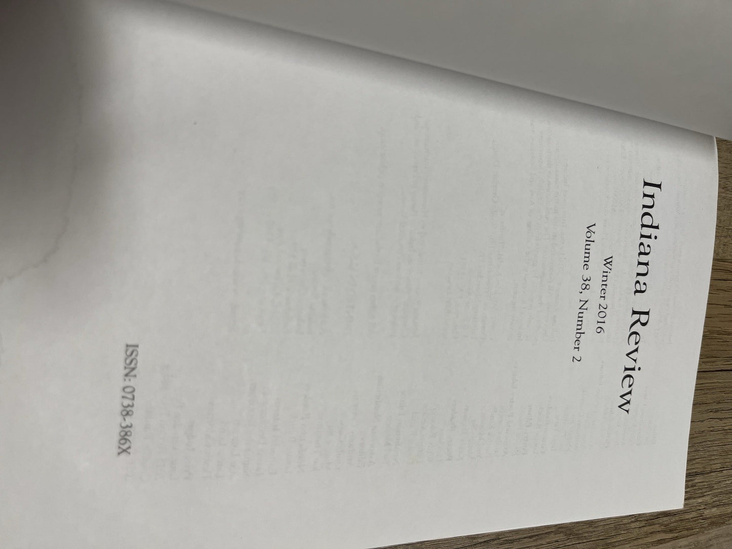 Indiana Review 2015 - 2016 Volume 37 and 38 Number 2