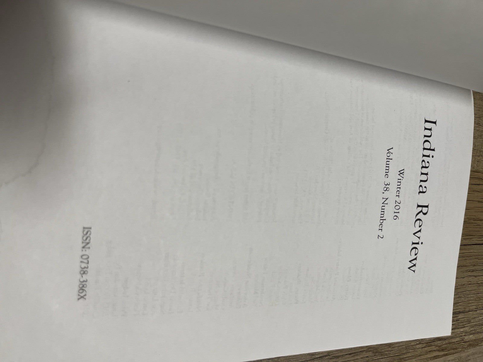 Indiana Review 2015 - 2016 Volume 37 and 38 Number 2