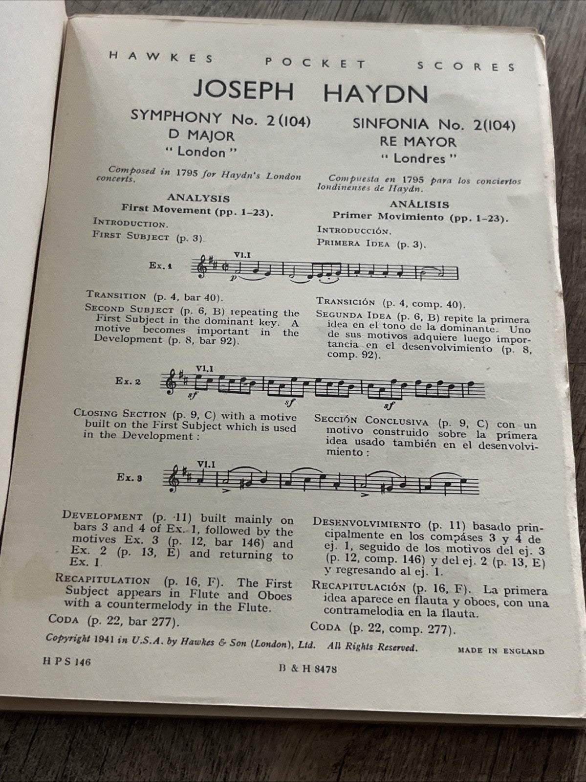 Hawkes Pocket Scores Haydn Symphony 6, No 148 Orchestra Music Book 1921