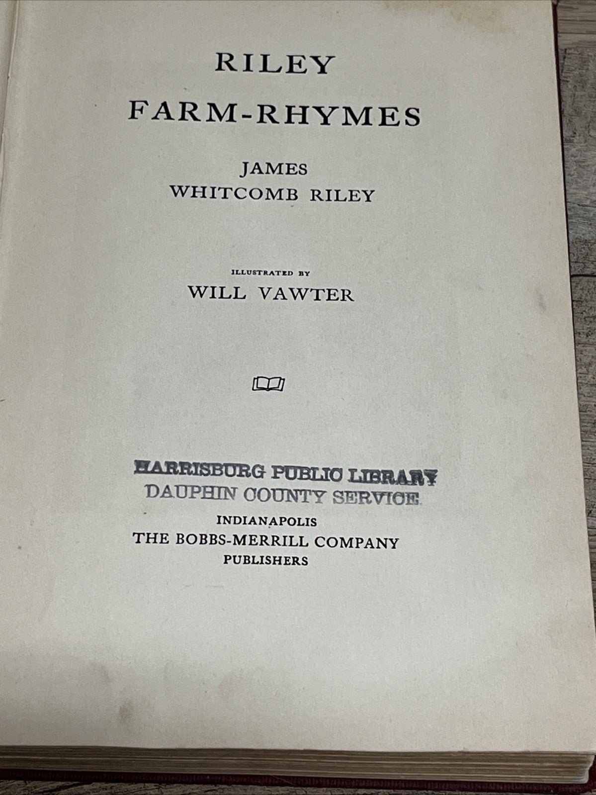 Riley Farm Rhymes Book 1921 James Whitcomb Riley