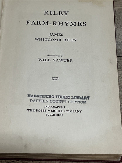 Riley Farm Rhymes Book 1921 James Whitcomb Riley