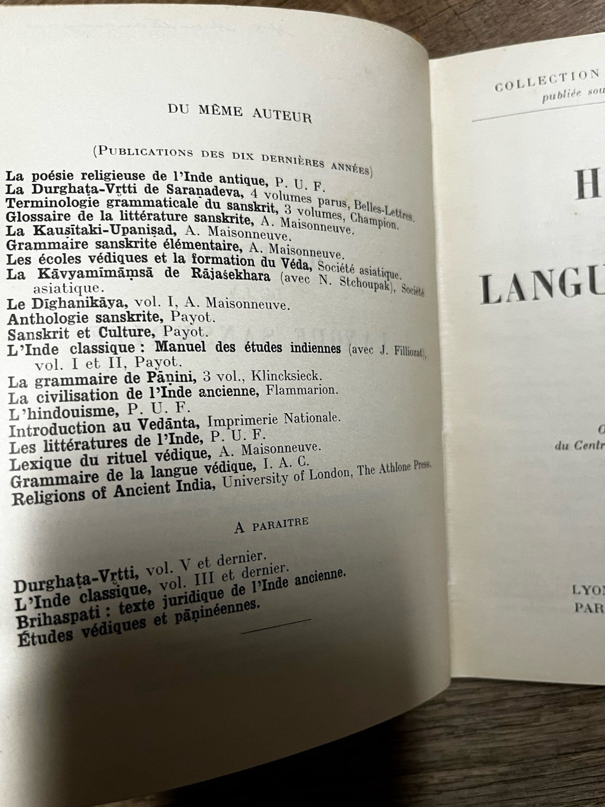 Histoire De La Langue Sanskrite - Renou, Louis Premier Edition 1956