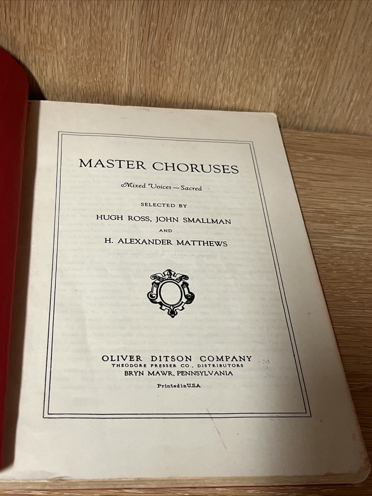 Master Choruses - Voice Parts - Mixed Voices Sacred - 1933 Sheet Music