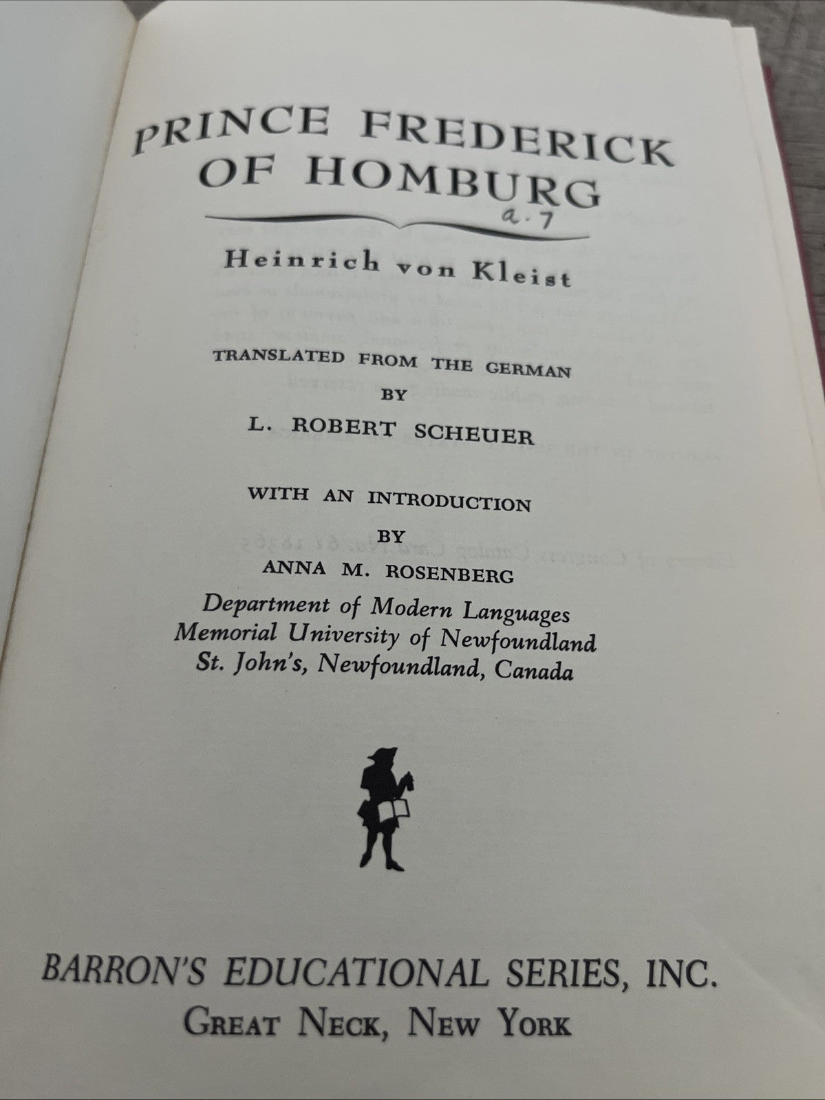 The Prince of Homburg Hardcover by Heinrich Von Kleist 1963