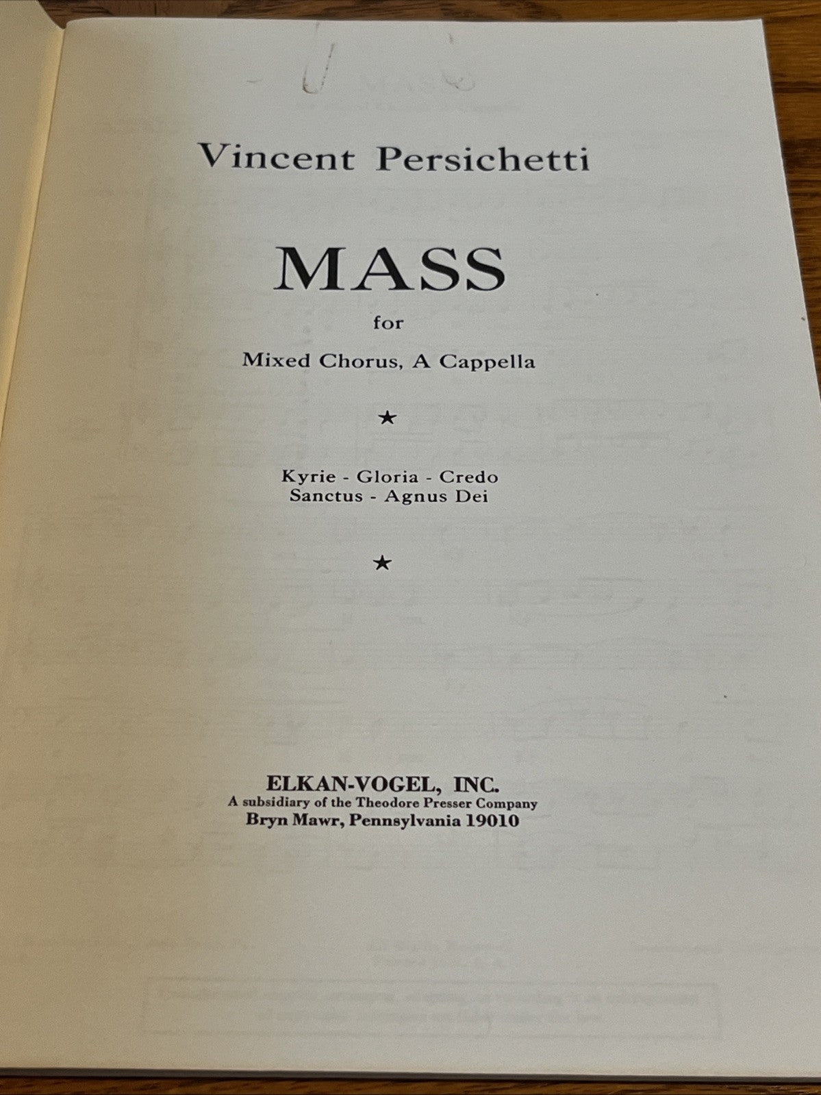 Mass for Mixed Chorus (a cappella)" by Vincent Persichetti