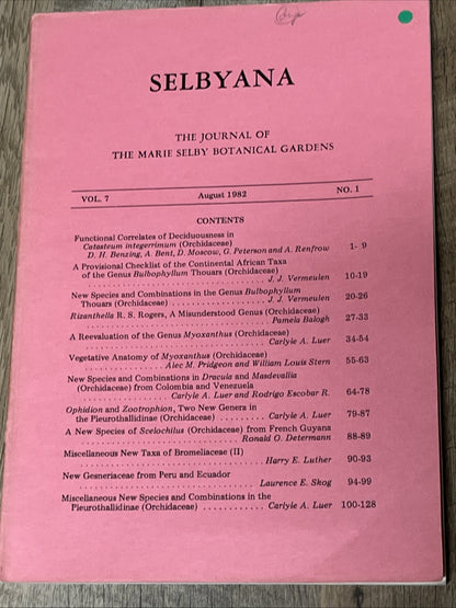 SELBYANA The Journal Of The Marie Selby Botanical Gardens Lot of 11  ( 1970s/80s