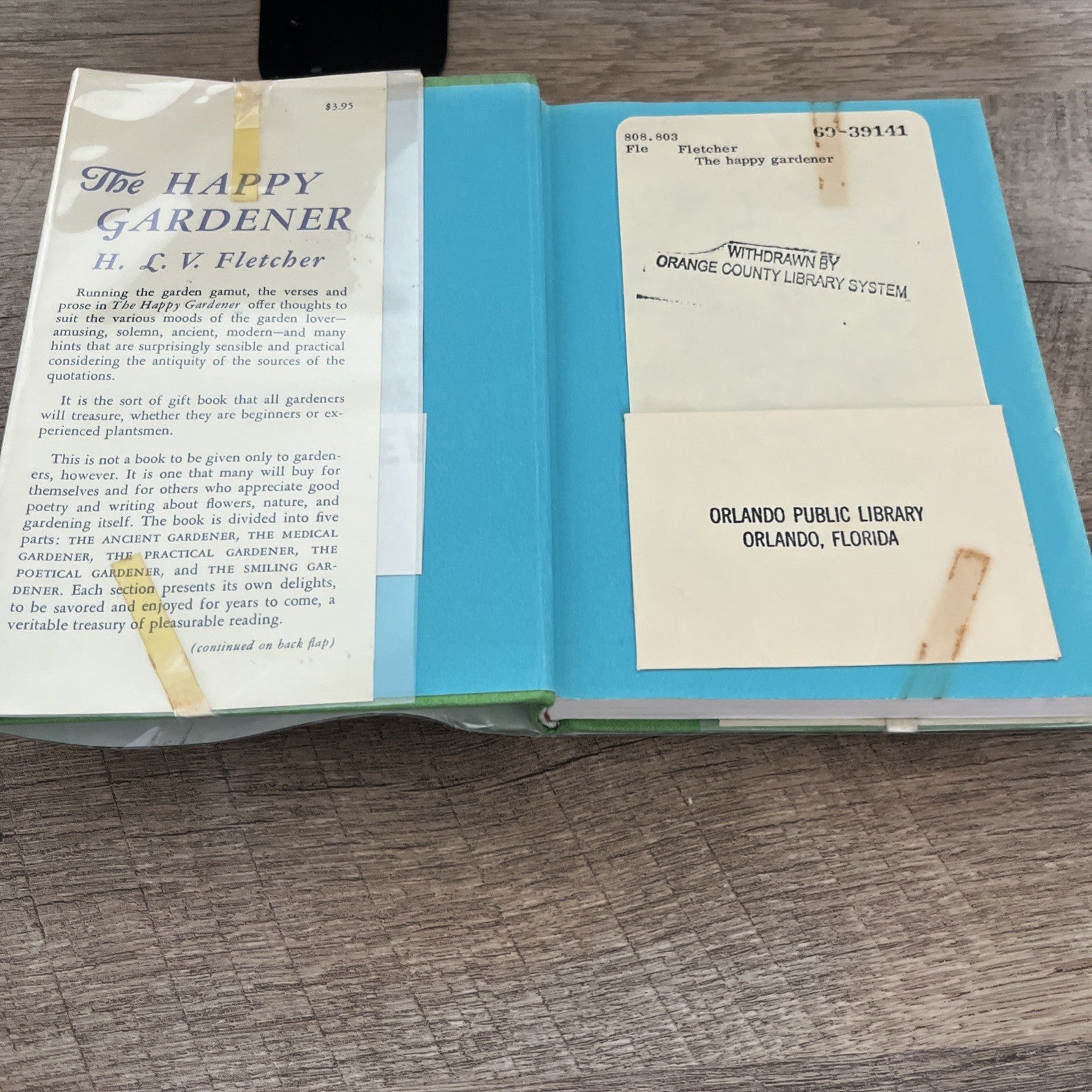 The Happy Gardener HLV Fletcher Poems Passages 1969 Hardcover w/ Thomas Bewick