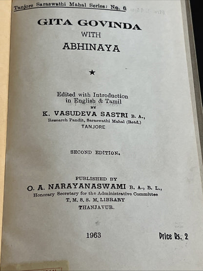 Gita Govinda with Abhinaya by Jayadeva  ( Son Of Bhojadeva) 1963