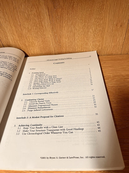 Advance Legal Writing & Editing by Bryan A Garner (2001)