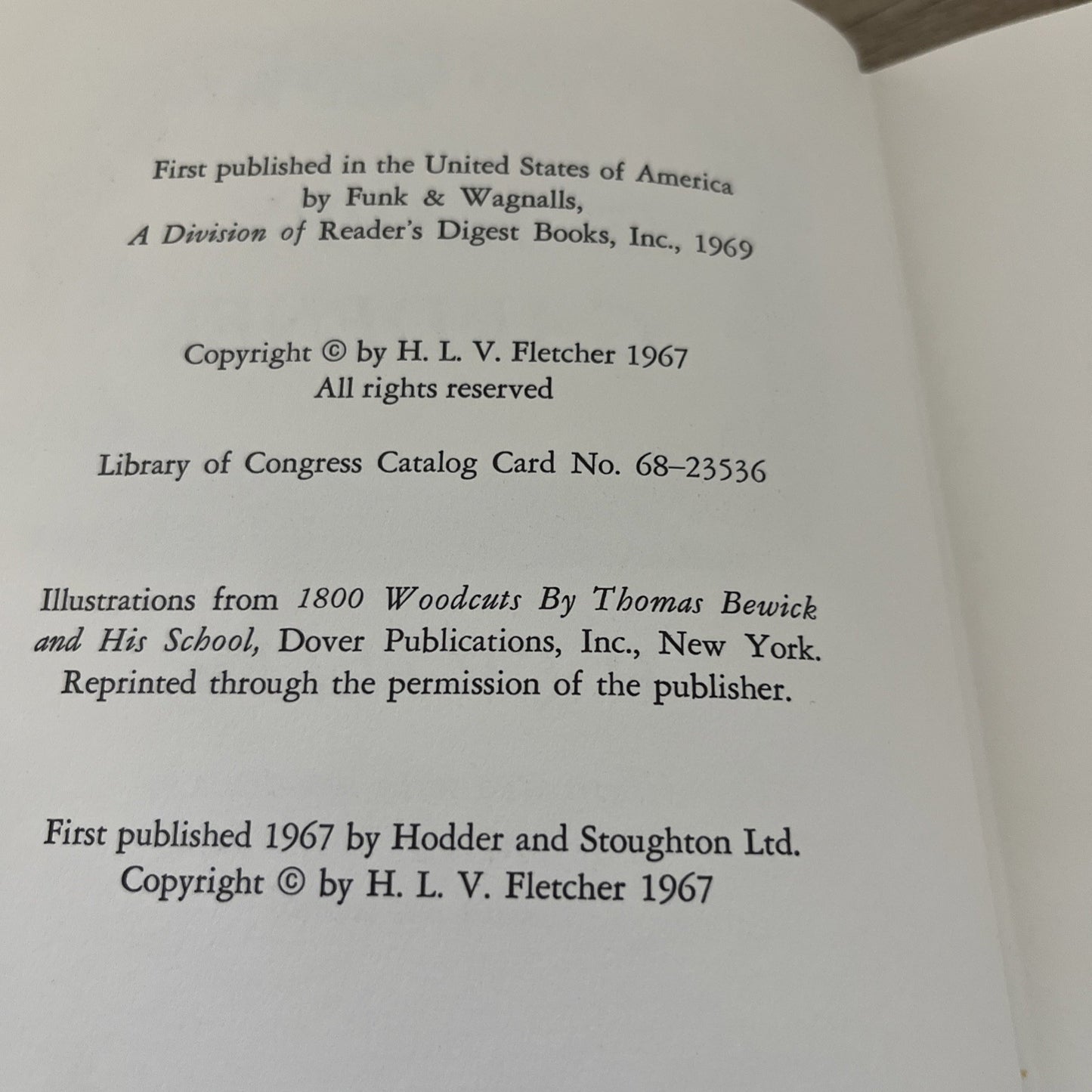 The Happy Gardener HLV Fletcher Poems Passages 1969 Hardcover w/ Thomas Bewick