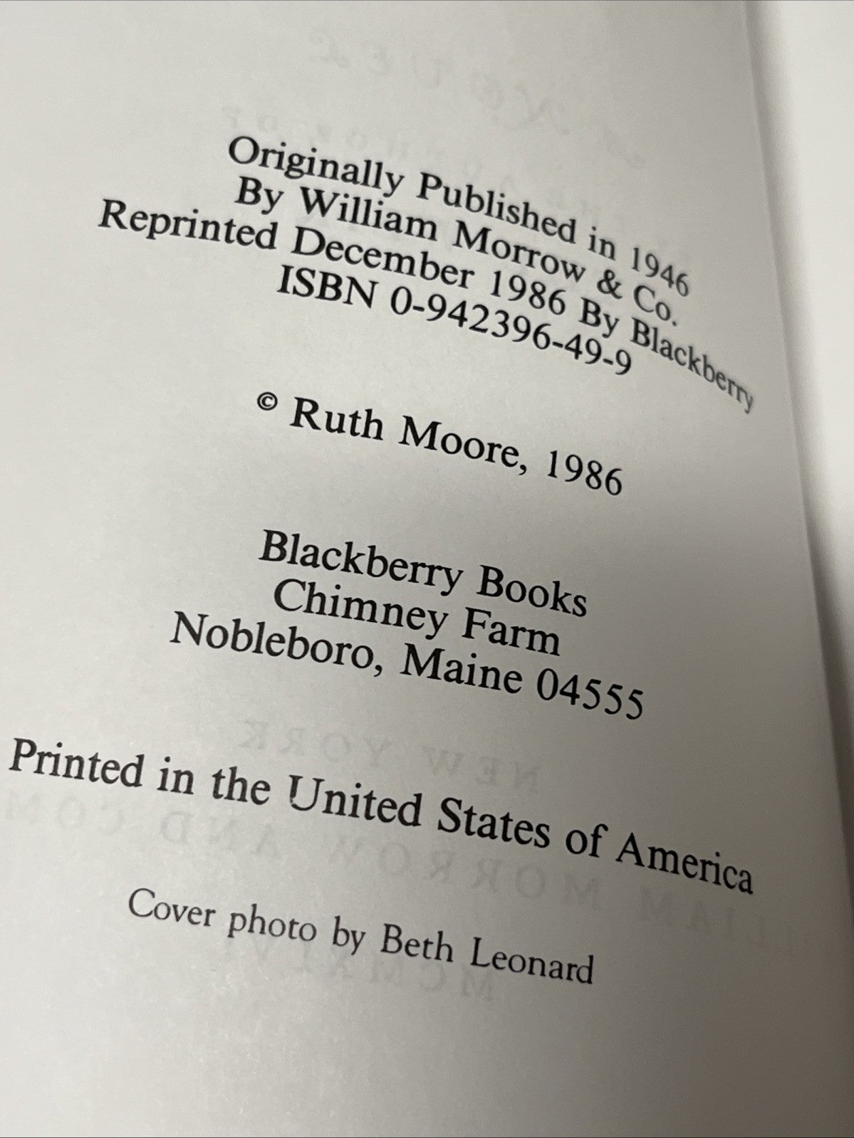 Spoonhandle 1st Edition by Ruth Moore 1986 Paperback