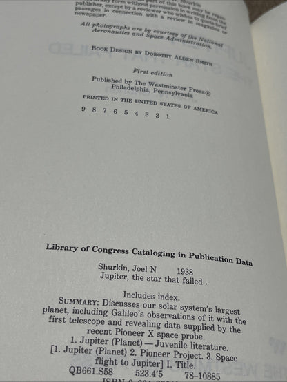 Jupiter-The Star That Failed by Joel N. Shurkin ; First Edition ( 1979 )