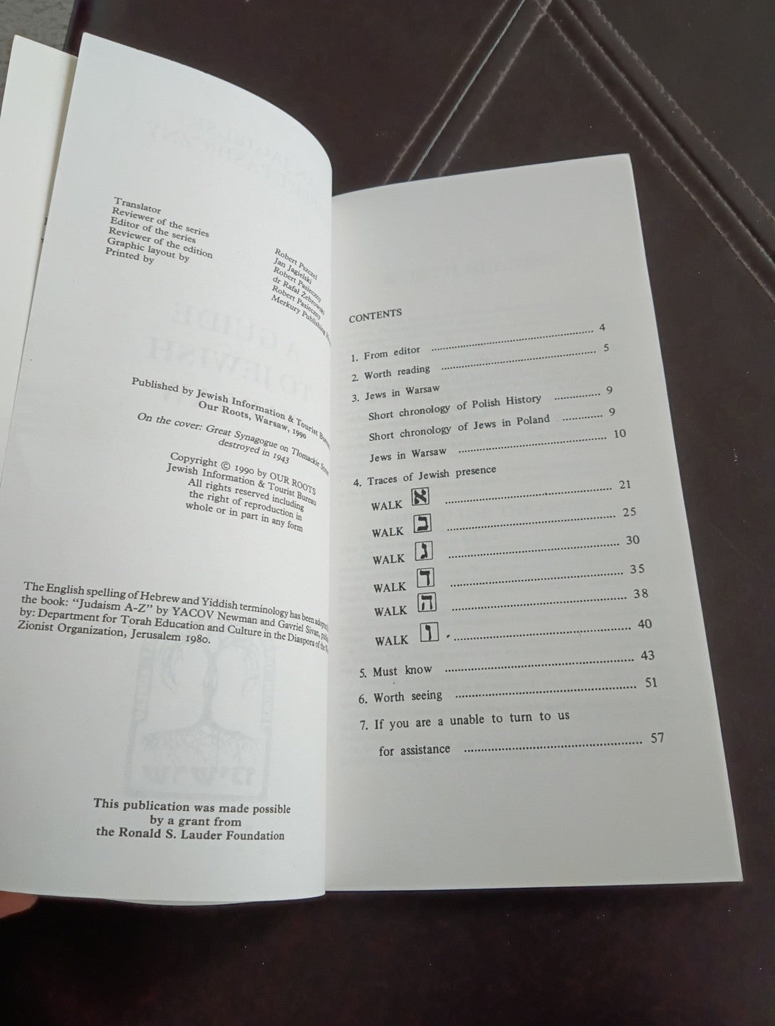 A GUIDE TO JEWISH WARSAW POLAND 1990 Judaica BOOK with MAPS 64 Pages