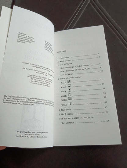 A GUIDE TO JEWISH WARSAW POLAND 1990 Judaica BOOK with MAPS 64 Pages