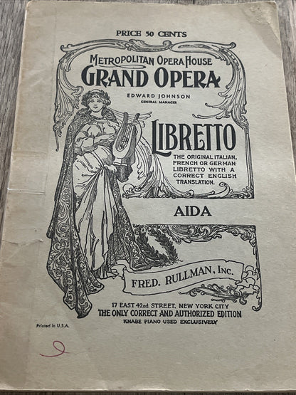 Metropolitan Grand Opera Libretto MANON by Fred Rullman E Johnson