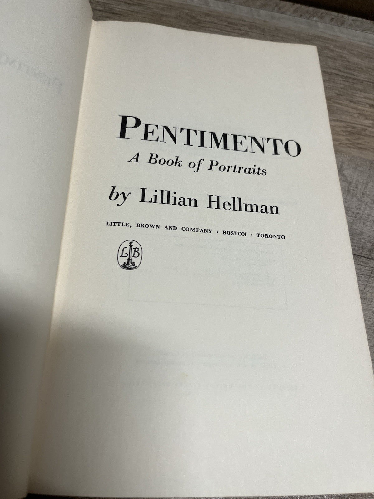 Pentimento 1st Edition Lillian Hellman 1973