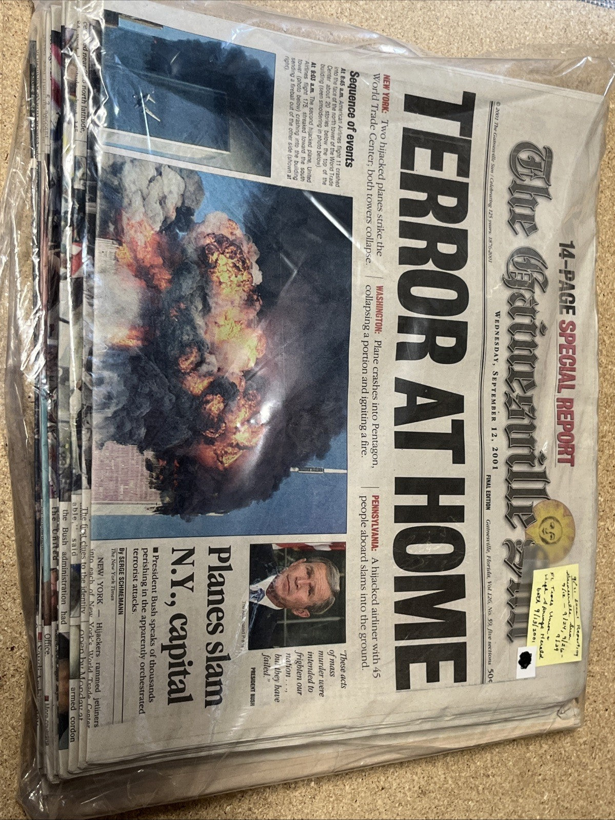 Lot of 16 Newspapers 9/11 High Springs Herald for Sept 12-24 & 26-29 Gainesville