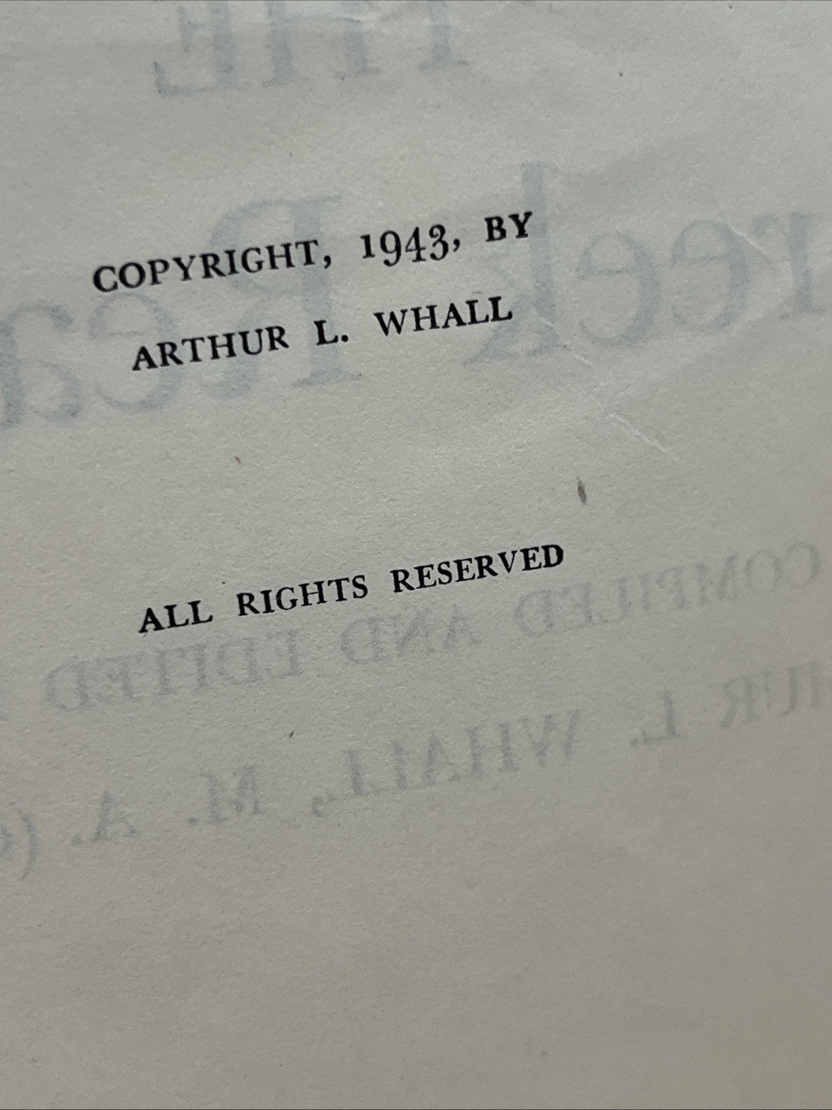 A L WHALL, compiled and / The Greek Reader 1st Edition 1943