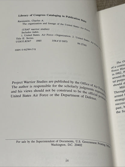 The Organization and Lineage of the United States Air Force by Charles A. Ravens