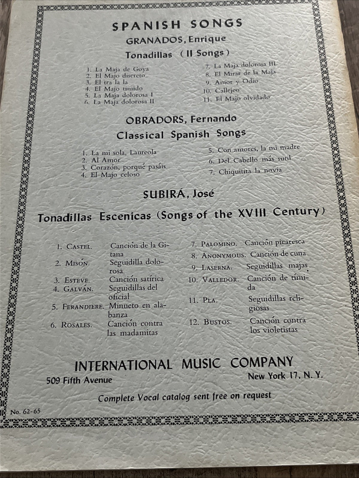 Spanish Songs of 18th Century ( Tonadillaa Escenicas) For Voice & Piano ESP/ EN