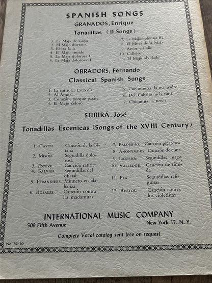 Spanish Songs of 18th Century ( Tonadillaa Escenicas) For Voice & Piano ESP/ EN