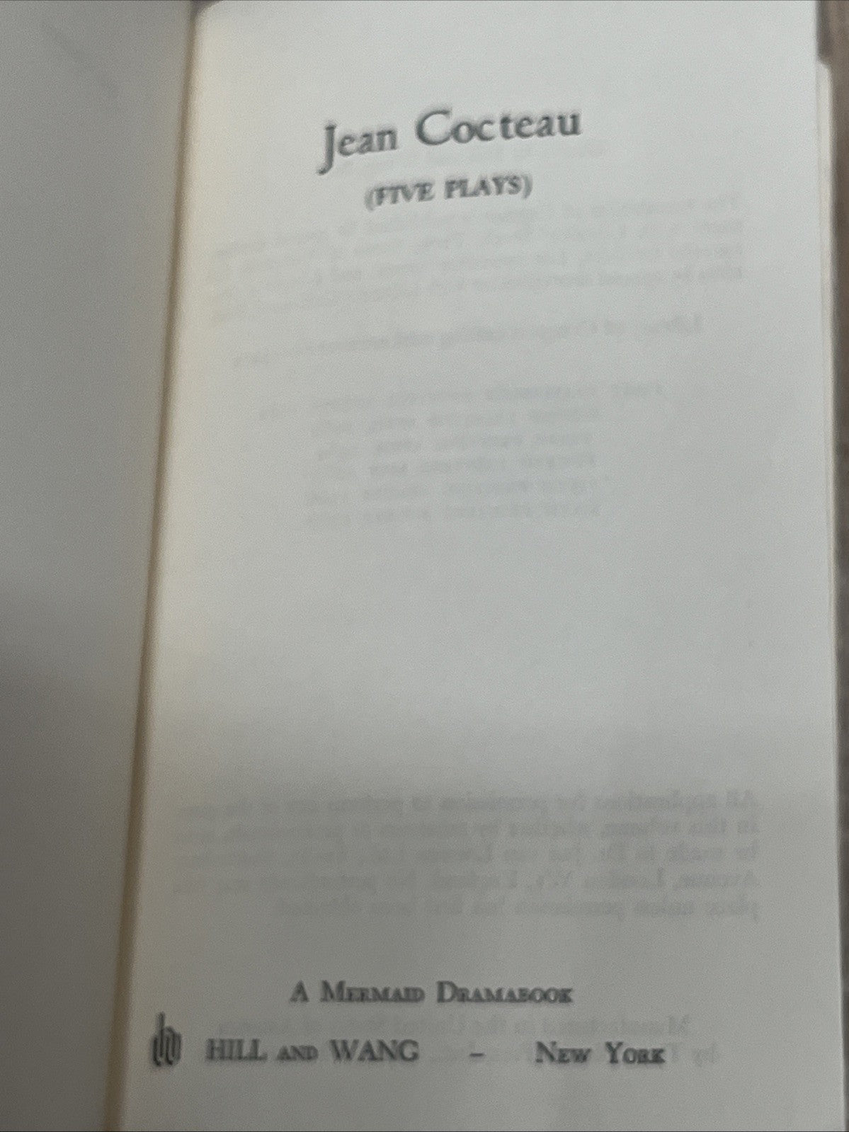 Jean Cocteau 5 PLAYS A Mermaid Dramabook Sixth Edition 1967