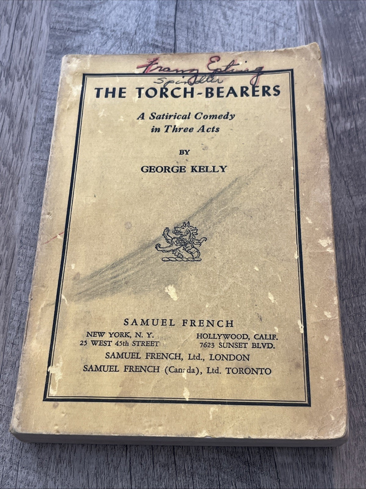 The Torch Bearers Satirical Comedy 3 Acts By George Kelly (1951, Paperback) Book
