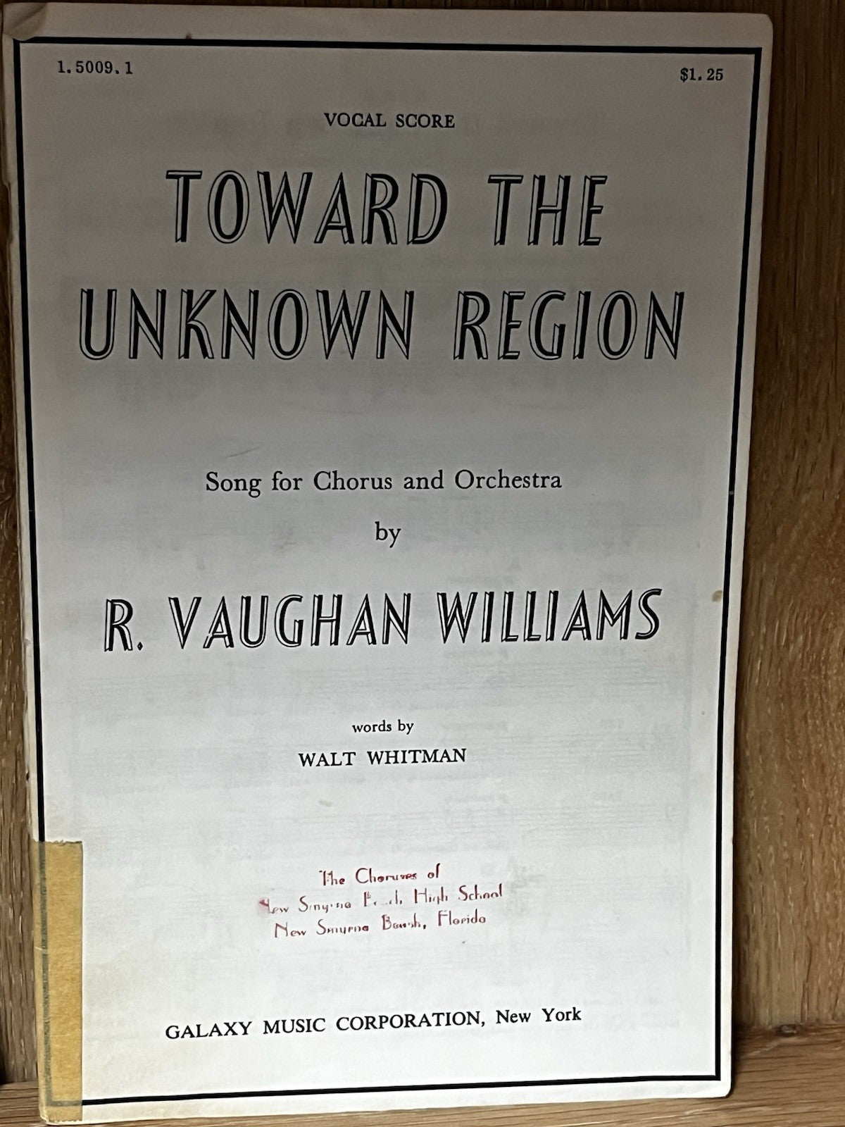 vaughan williams, ralph: toward the unknown region by walt whitman 1918