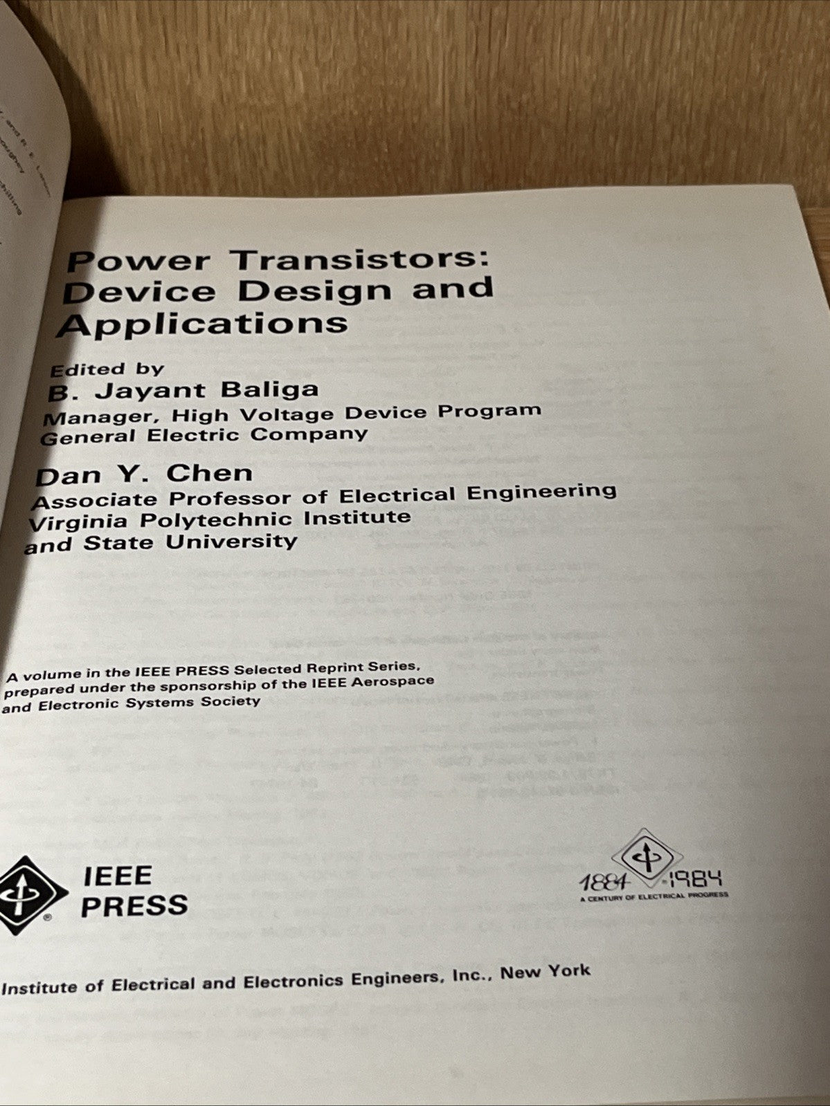 Power Transistors Device Design and Applications B. Jayant Baliga Dan Y Chen