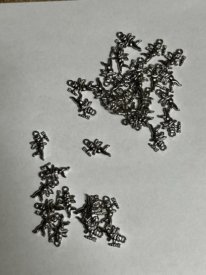 Cherub Angel Charm 28x17mm Antique Silver 60pc