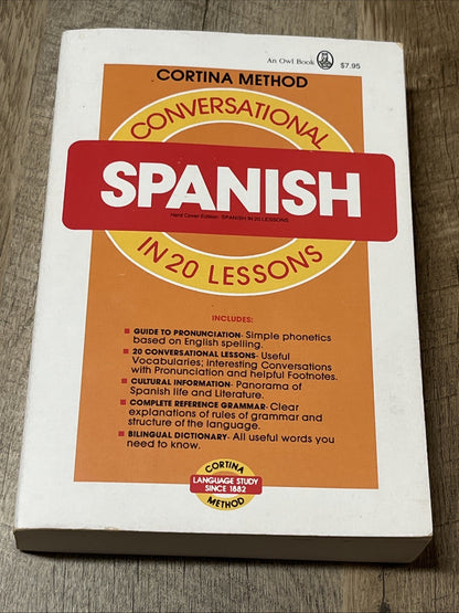 CONVERSATIONAL SPANISH IN 20 LESSONS (CORTINA METHOD) By Diez R. De La Cortina