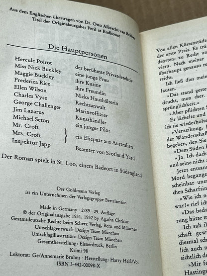 Das Haus an der Düne Agatha Christie [German] Acceptable
