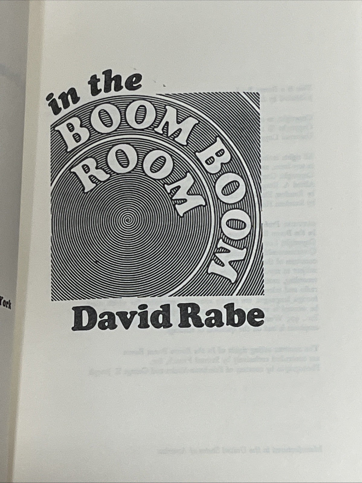 In The Boom Boom Room / A Play by David Rabe 1975 HC First Edition