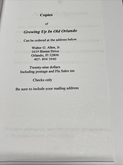 Growing Up Old in Orlando SIGNED Copy Autobiographical History, Buckie Allen