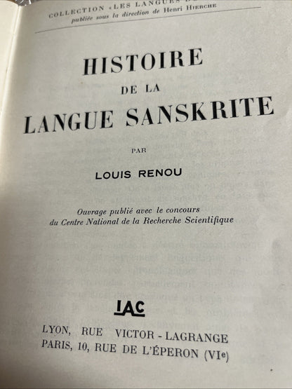 Histoire De La Langue Sanskrite - Renou, Louis Premier Edition 1956