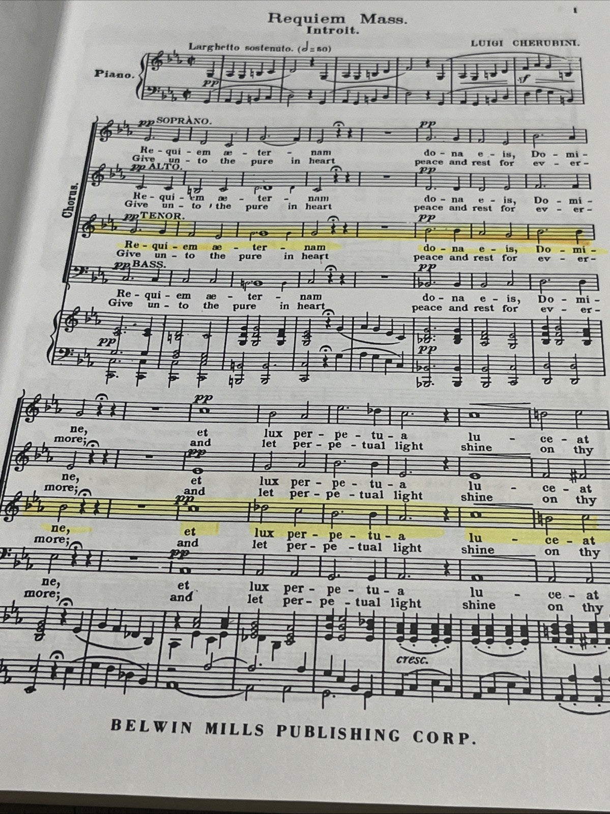 Luigi Cherubini: Requiem Mass in C Minor For Chorus & Orchestra With Latin & Eng