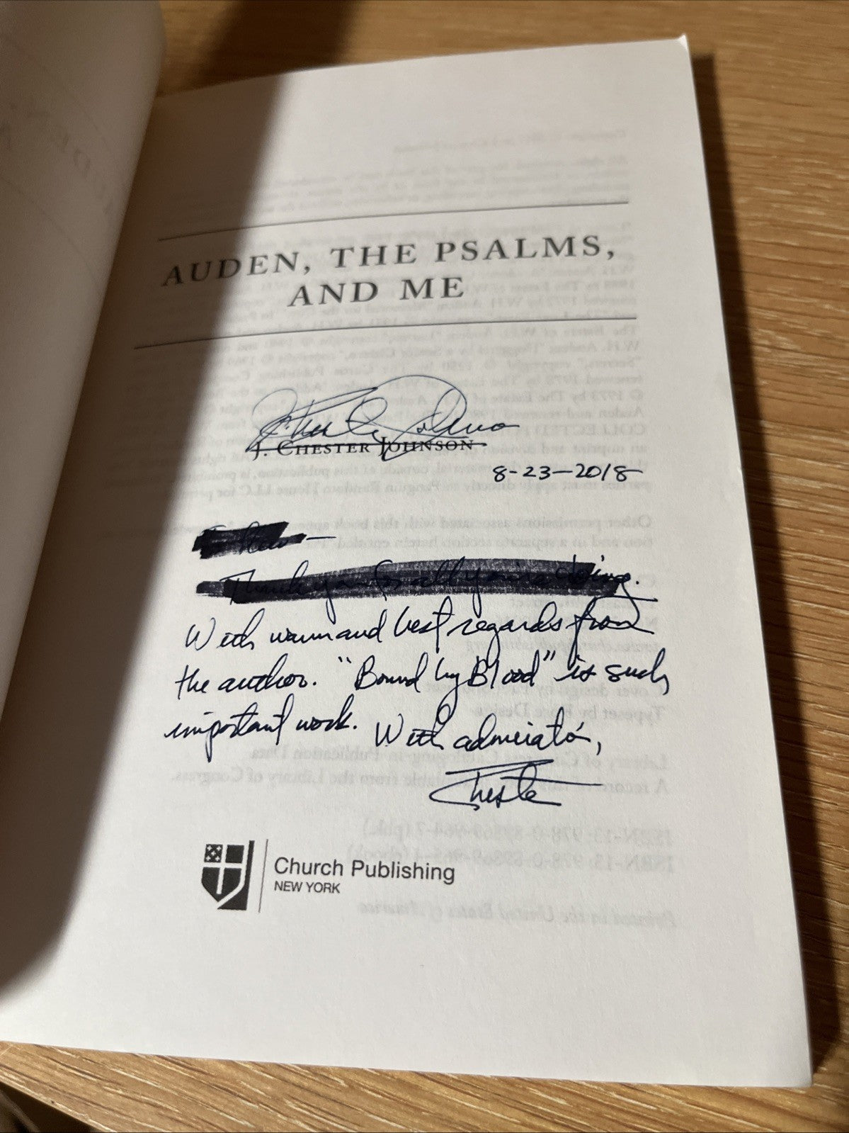 Auden, The Psalms, and Me By J. Chester Johnson ( Signed & Inscribed)