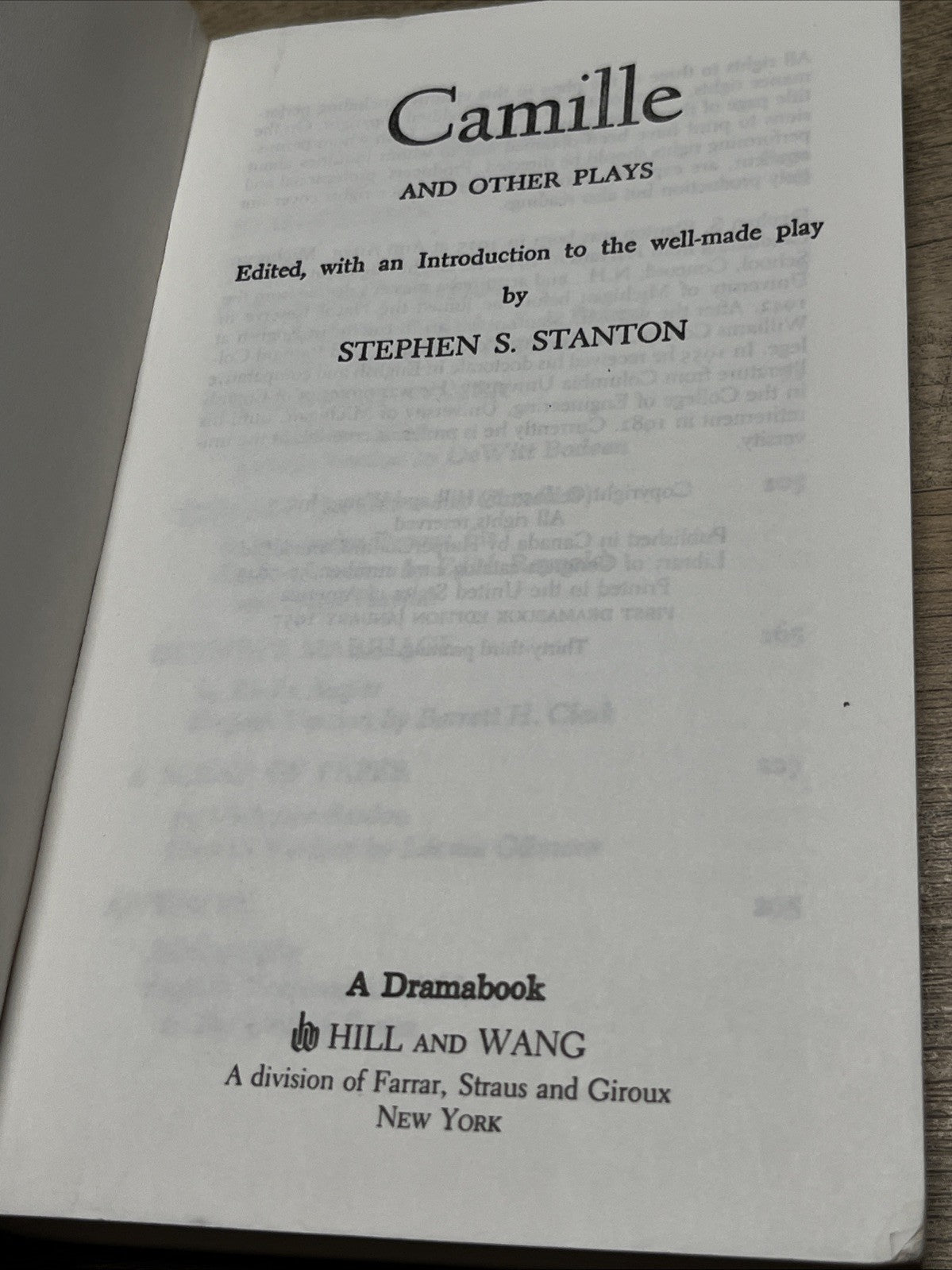 Camille Other Plays Peculiar Position Glass Water by Stephen Stanton