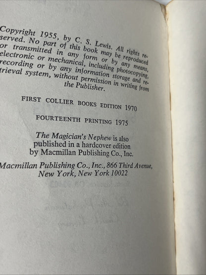 The Chronicles of Narnia Book CS Lewis 1, 2, 3, 5, & 6 Collier Books 1970s