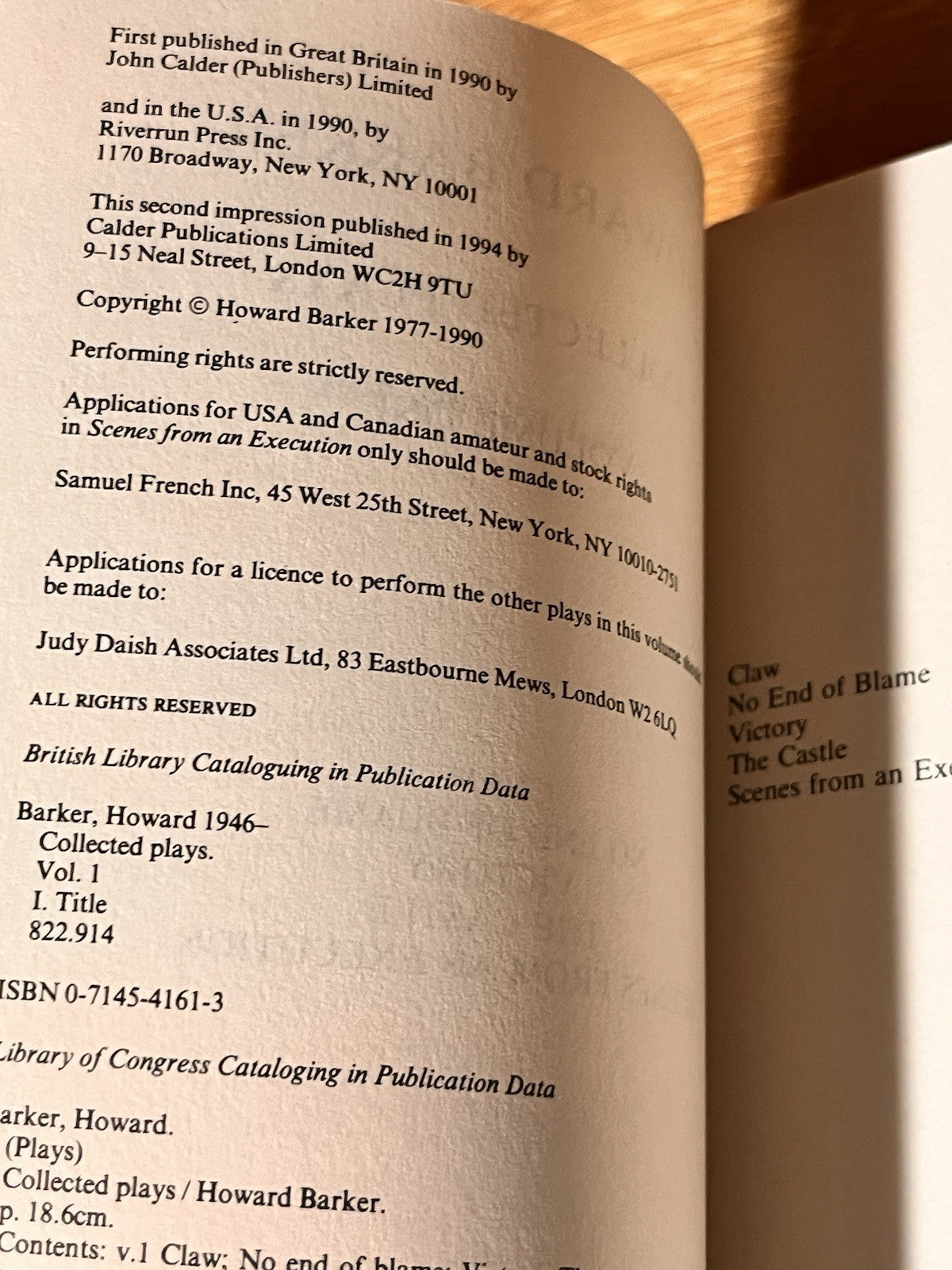 Howard Barker Books : Collected Plays, Vol. 1 - 2 by Howard Barker