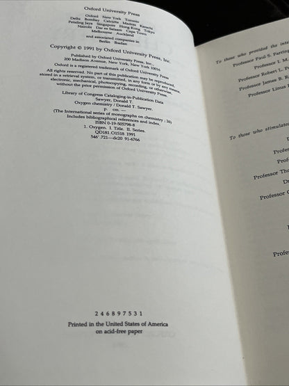Oxygen Chemistry by Donald T Sawyer: Used