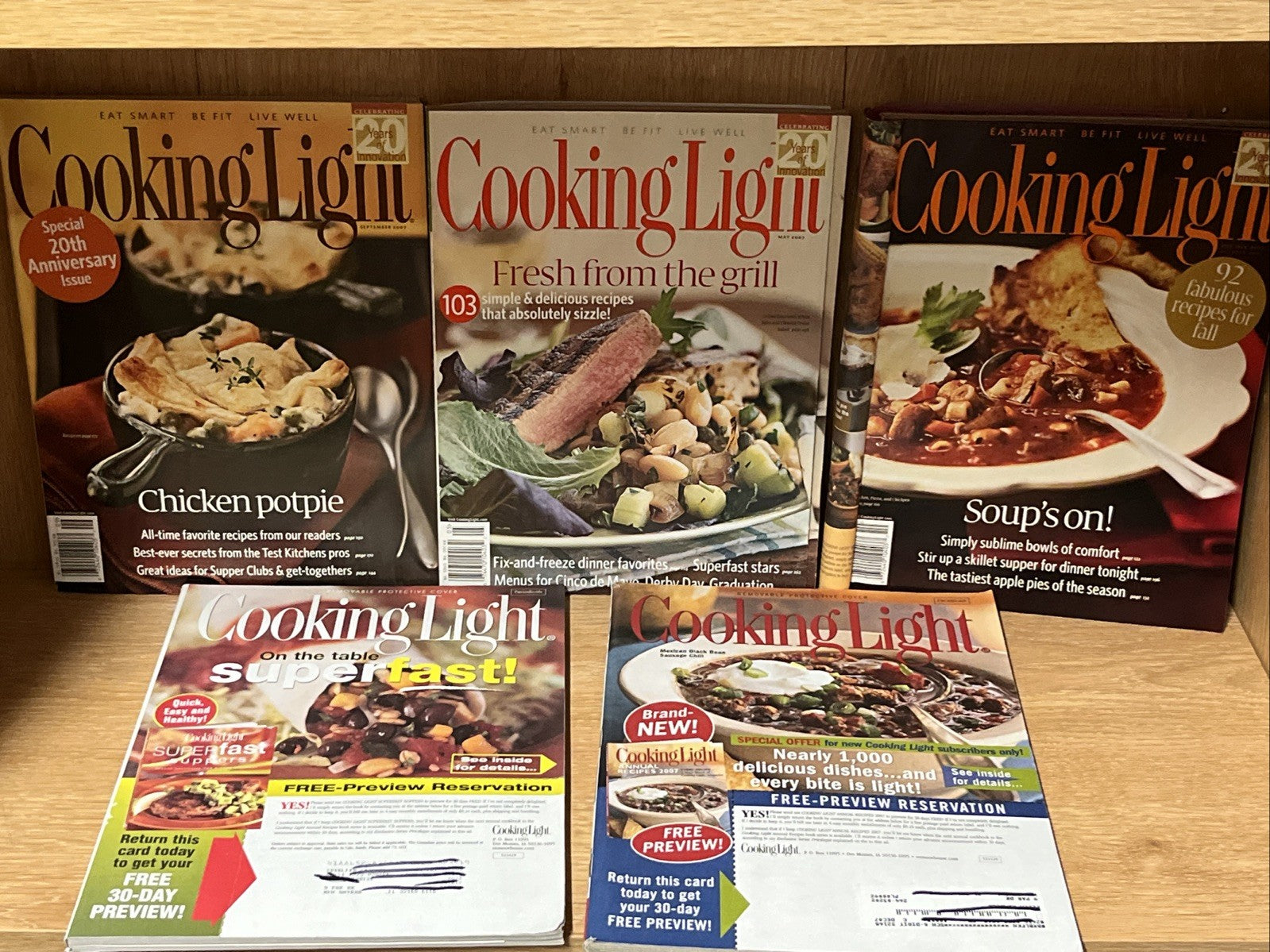 COOKING LIGHT MAGAZINES~LOT OF 5 / 2007