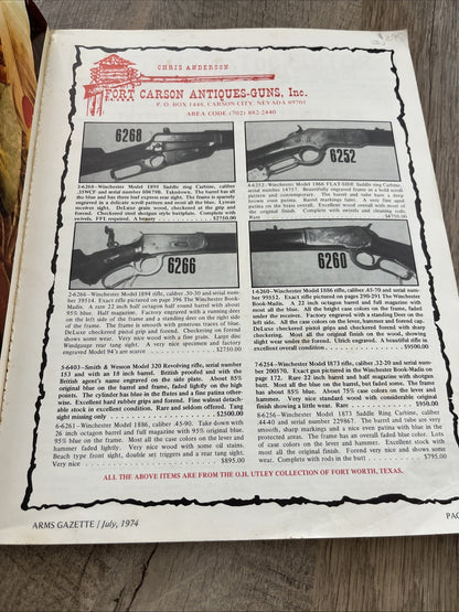 ARMS GAZETTE Magazine-Volume 1, Number 11, JULY,1974 By JAMES E. SERVEN