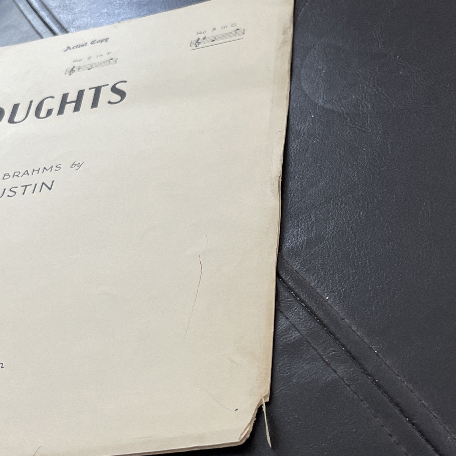 Rare Vintage Thoughts Song by Ernest R.H. Elkin BRAHMS Op. 39; No.15 - (1935)