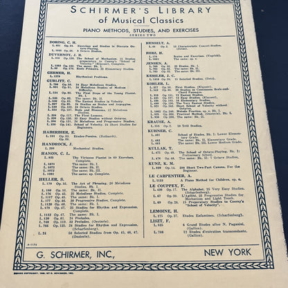 Hanon the Virtuoso Pianist - -Bk. 60 Exercises Vol 1071 Schirmer; Book 1  (1928)